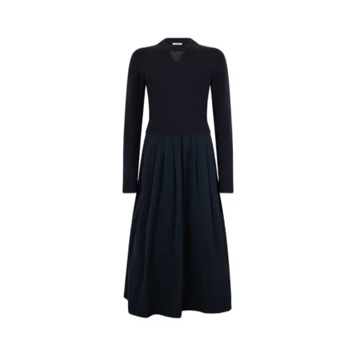 Knitted-Panel Flared Midi Dress