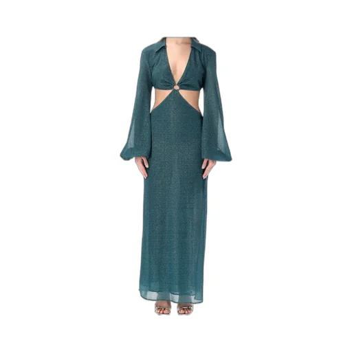 OsÉRee Cut-Out V-Neck Long-Sleeved Dress