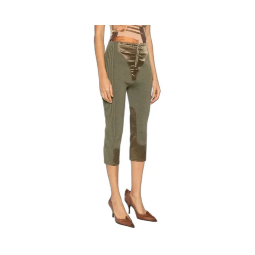 Zip-Fastening Panel-Detail Trousers