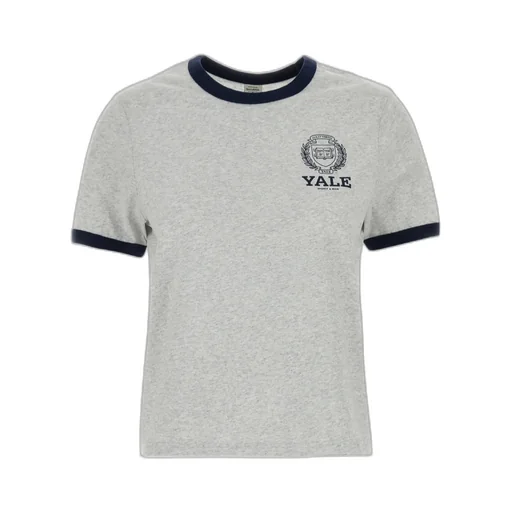 Sporty & Rich Yale Crest Printed Crewneck T-Shirt