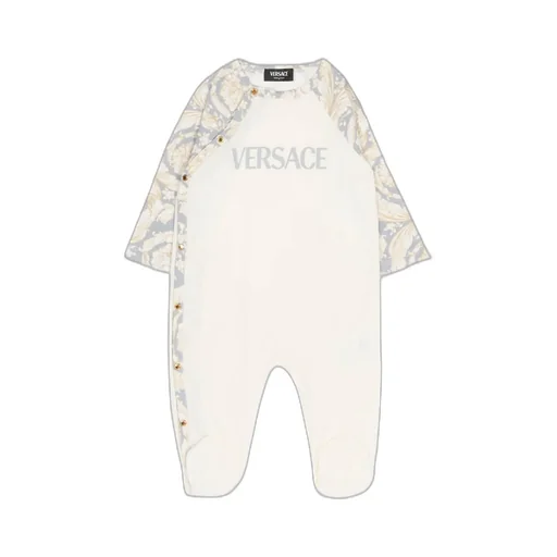 Versace Kids Long Sleeve Logo Print Crewneck Jumpsuit