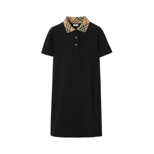Burberry Ekd Embroidered Checked Collar Mini Dress