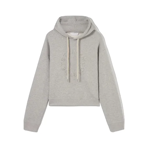 Stella Mccartney Melange Logo-Embroidered Cropped Hoodie