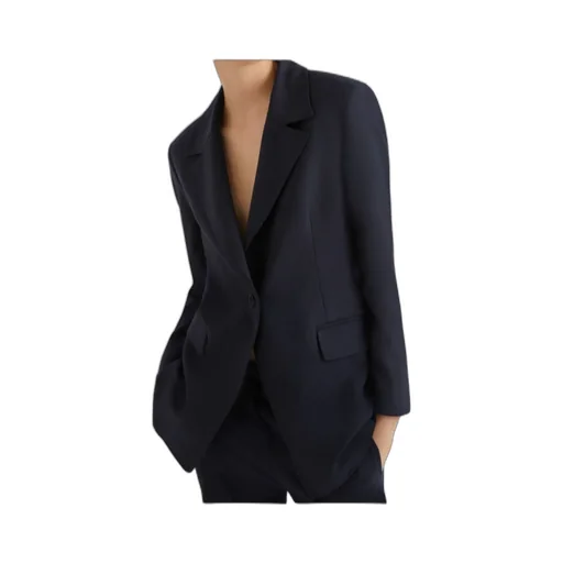 Jacket With Half-Belt Detail - Navy