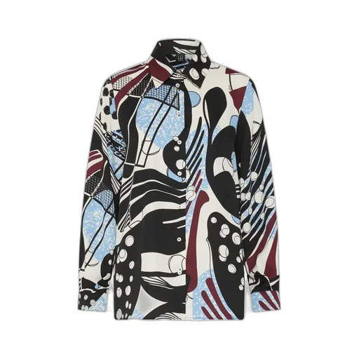 Printed Satin Shirt - Wool White