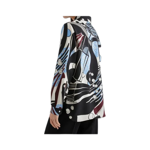 Printed Satin Shirt - Wool White
