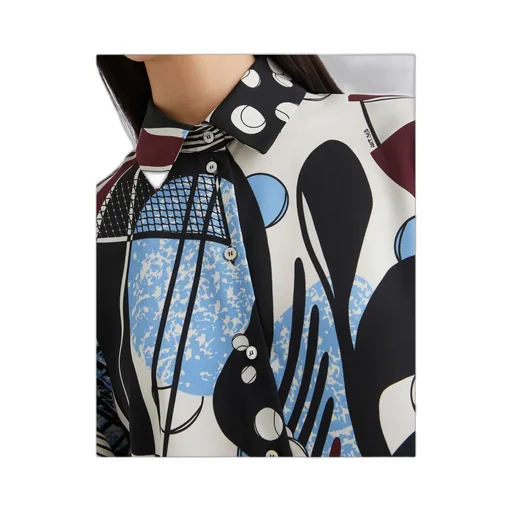 Printed Satin Shirt - Wool White