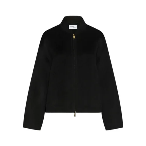 Pure Wool Bomber Jacket - Black