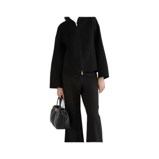 Pure Wool Bomber Jacket - Black