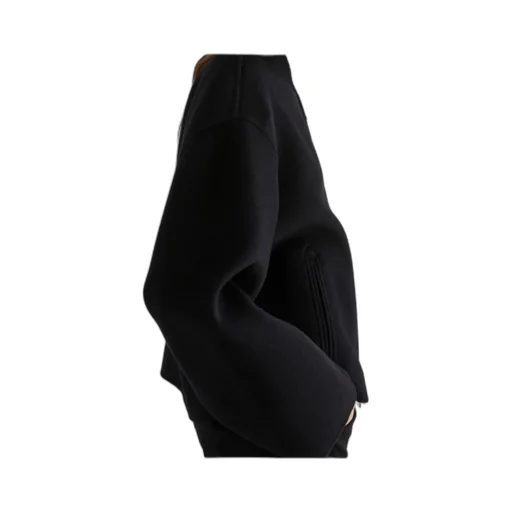 Pure Wool Bomber Jacket - Black