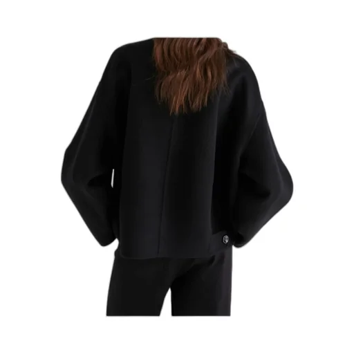 Pure Wool Bomber Jacket - Black