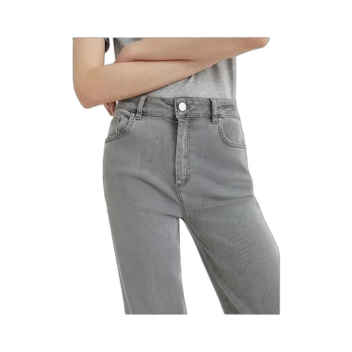 Wide-Leg Cropped Jeans - Jeans Grey