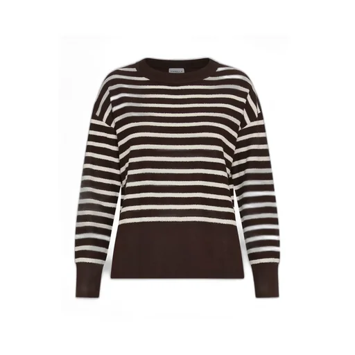 Striped Bouclé Sweater - Brown
