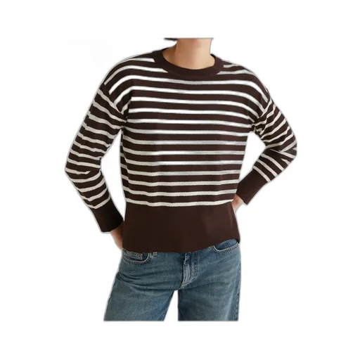 Striped Bouclé Sweater - Brown