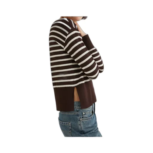 Striped Bouclé Sweater - Brown