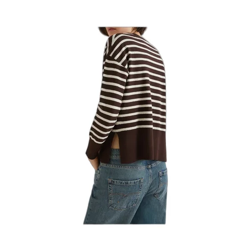 Striped Bouclé Sweater - Brown