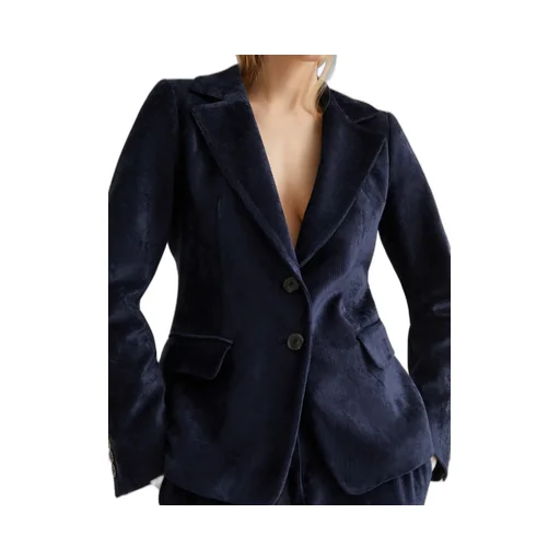 Single-Breasted Corduroy Blazer - Midnightblue