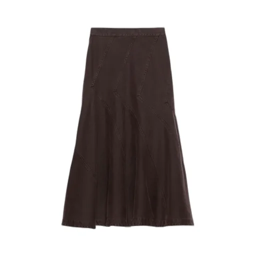 Flared Cotton-Drill Midi Skirt