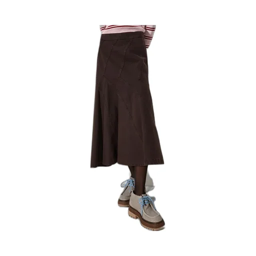 Flared Cotton-Drill Midi Skirt