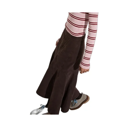 Flared Cotton-Drill Midi Skirt