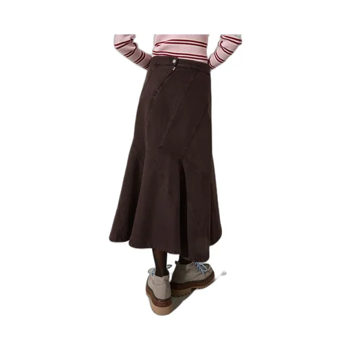 Flared Cotton-Drill Midi Skirt