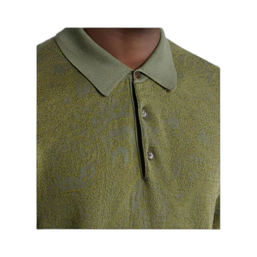 Etro Floral Paisley Motif Knit Polo Shirt