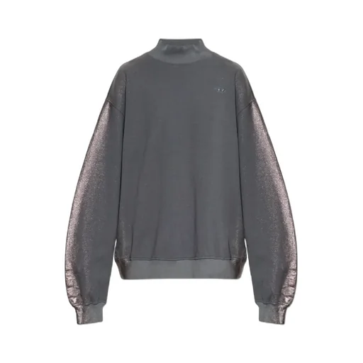 High-Neck Shimmering-Sleeves Sweater