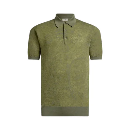 Etro Floral Paisley Motif Knit Polo Shirt
