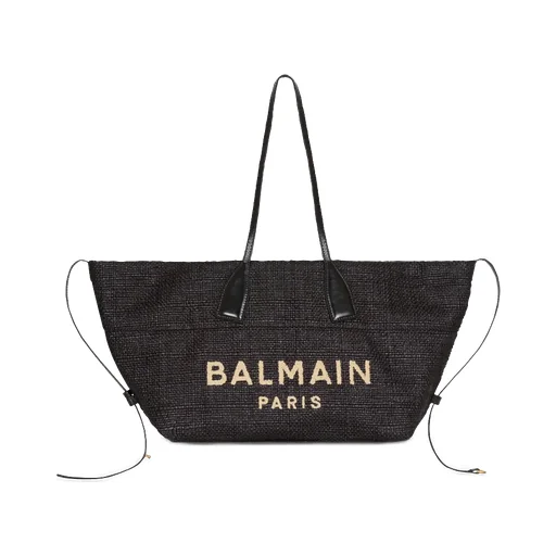 Track Tote Bag In Raffia And Calfskin