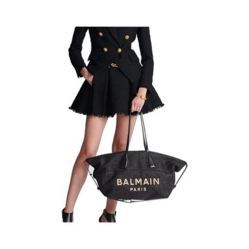 Track Tote Bag In Raffia And Calfskin