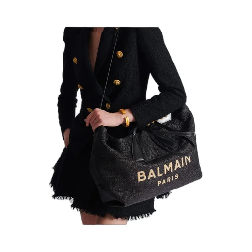Track Tote Bag In Raffia And Calfskin