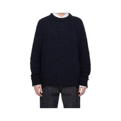 Navy Wool Blend Cable Sweater