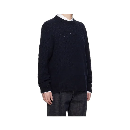 Navy Wool Blend Cable Sweater