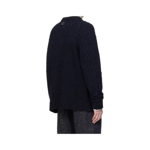 Navy Wool Blend Cable Sweater