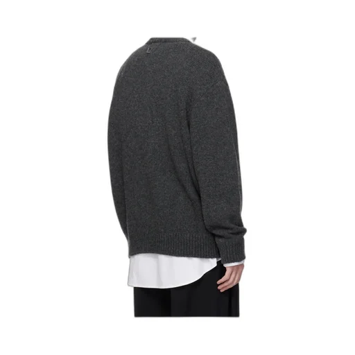 Gray Flower Jacquard Wool Sweater