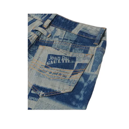 Newspaper-Print Straight Jeans