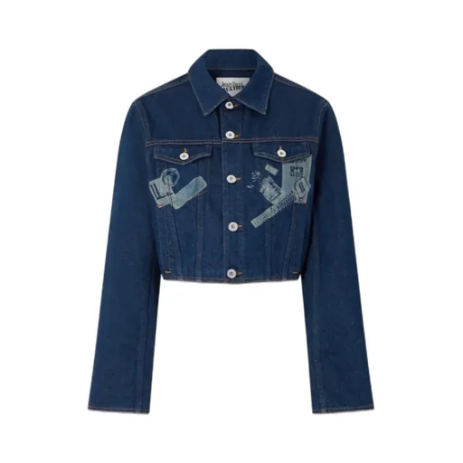 Cropped Printed Denim Jacket