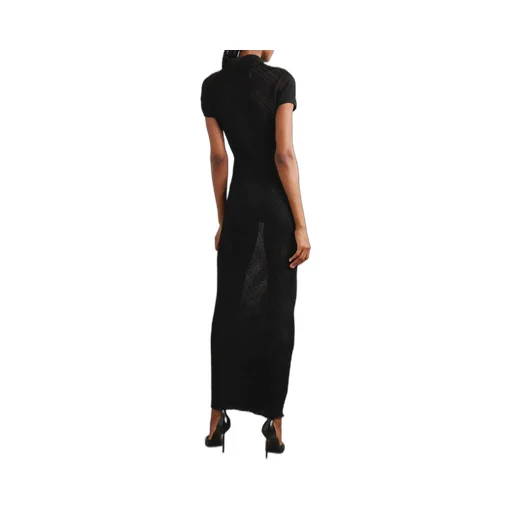 Ribbed Knit Turtleneck Long Dress