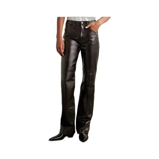 Joan Leather Straight-Leg Pants