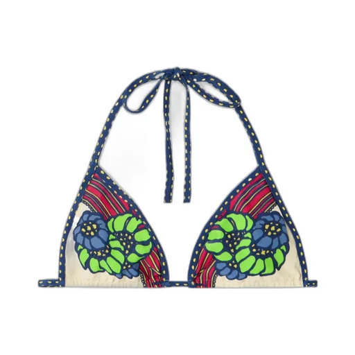 Tie-Detail Floral Bikini Top