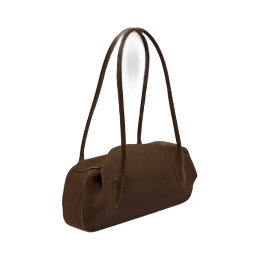 Oyster Shoulder Bag - Chocolate Suede
