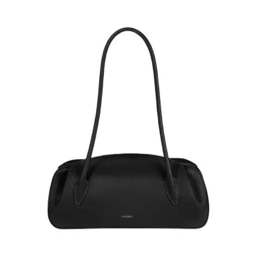 Oyster Shoulder Bag - Black Pebble Grained Leather