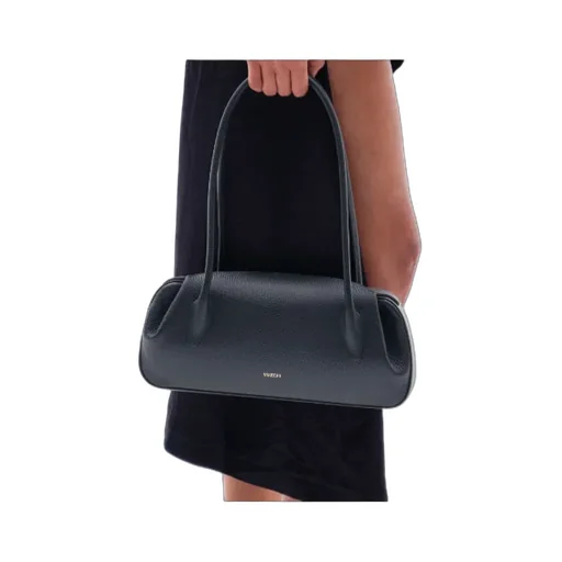 Oyster Shoulder Bag - Black Pebble Grained Leather