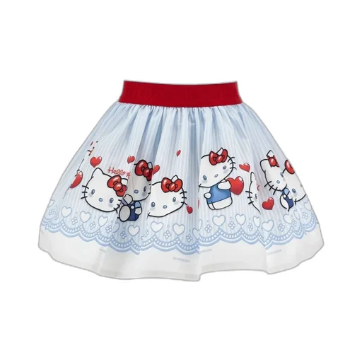 Monnalisa Hello Kitty Print Pleated Skirt