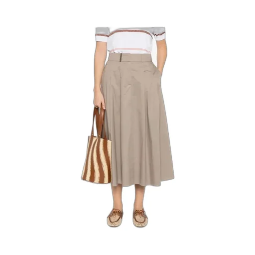 A-Line Pleated Midi Skirt
