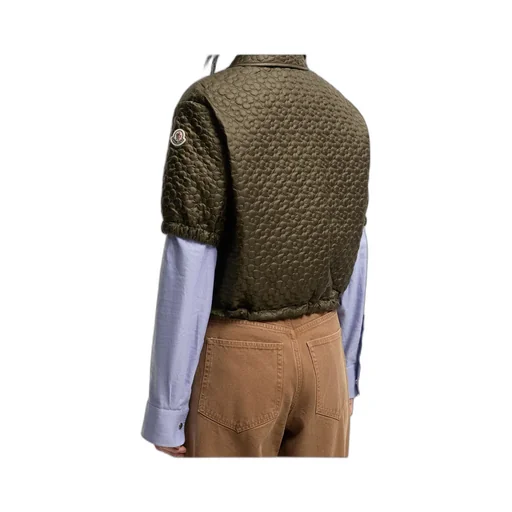 Moncler Floral-Quilted Padded Short Sleeve Shirt