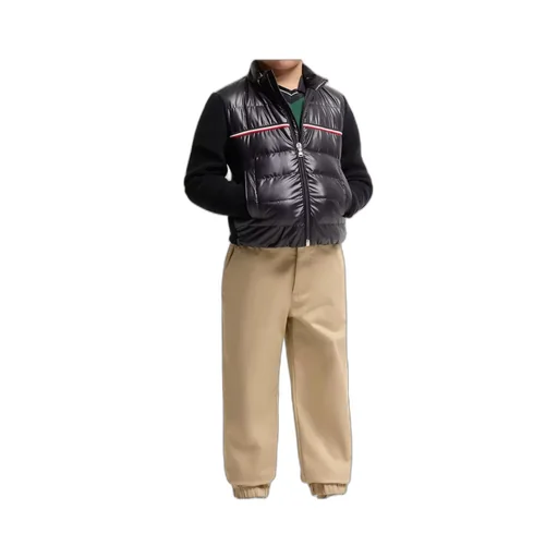 Tricolor Padded Cotton Zip-Up Cardigan