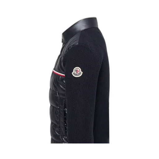 Tricolor Padded Cotton Zip-Up Cardigan