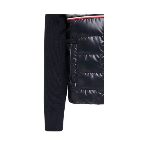 Tricolor Padded Cotton Zip-Up Cardigan