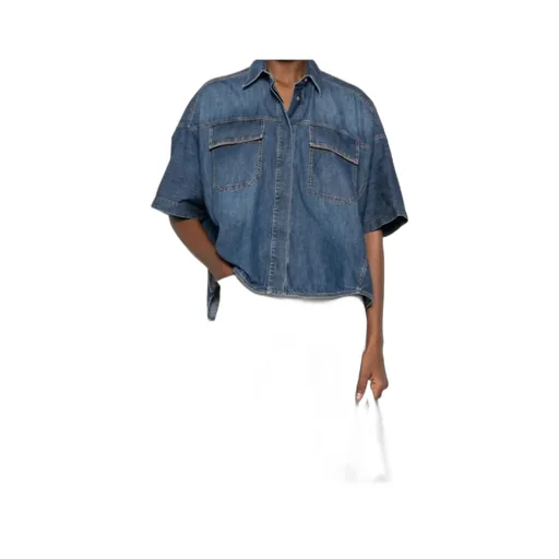 Short-Sleeved Denim Shirt